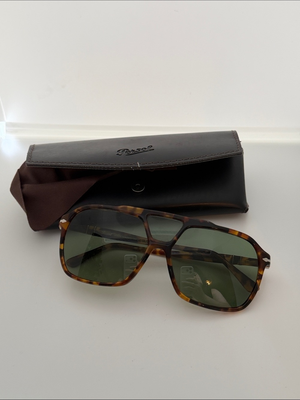 Persol PO3223S Madreterra Tortoise Sunglasses - Polarized Green 59mm 1052/P1